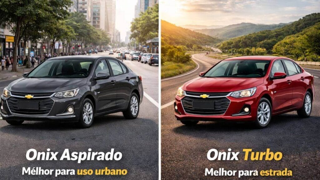Chevrolet Onix aspirado para uso urbano e Onix turbo para estrada em comparação