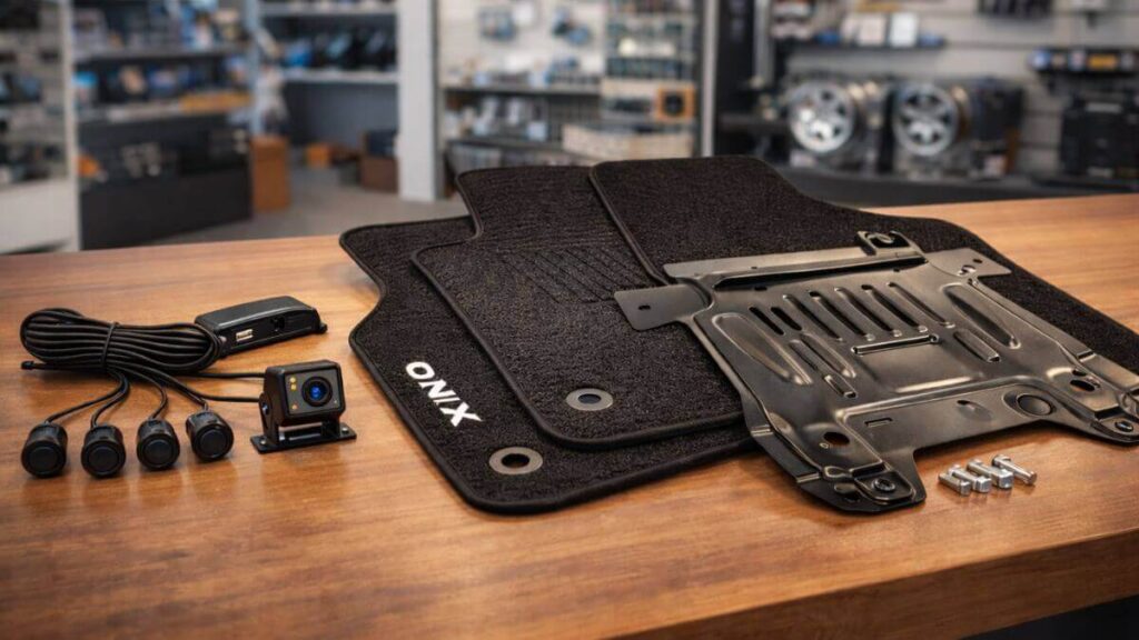 Primeiras versões do Chevrolet Onix expostas em concessionária, incluindo Onix Joy, LS, LT, LTZ e Activ