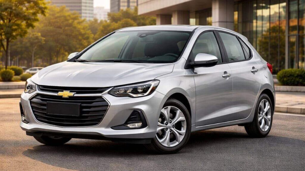 Chevrolet Onix segunda geração a partir de 2020 em ambiente urbano moderno