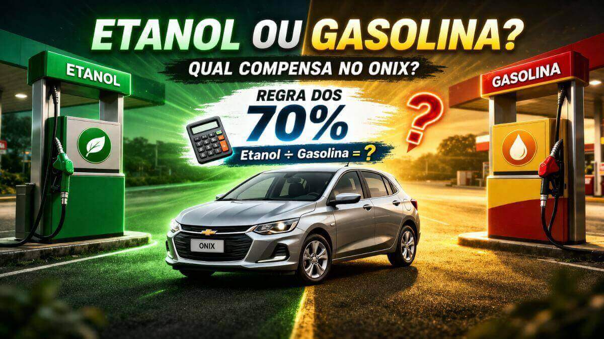 Etanol ou gasolina no Chevrolet Onix com destaque para a regra dos 70% para economia de combustível