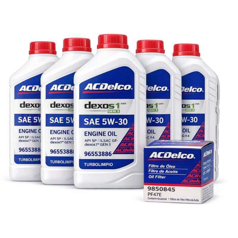 Kit óleo 5W30 Dexos1 Gen3 sintético ACDelco com filtro de óleo para Chevrolet Onix