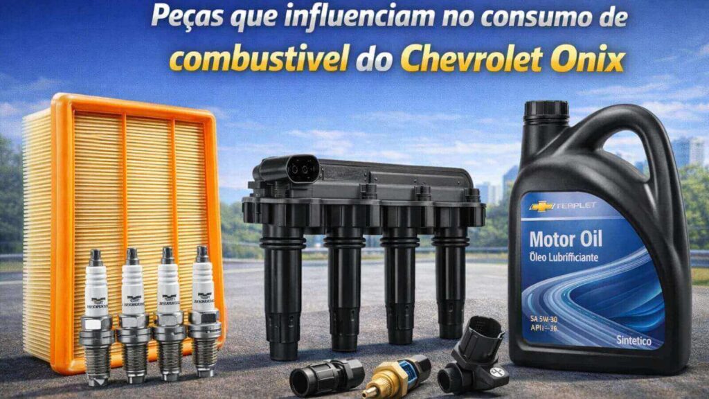 Filtro de ar, velas de ignição, bobina, sensores do motor e óleo lubrificante do Chevrolet Onix que influenciam no consumo de combustível