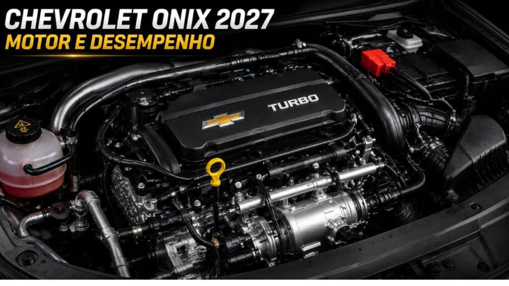 Motor do Chevrolet Onix 2027 com foco no desempenho e na motorização turbo da nova linha.